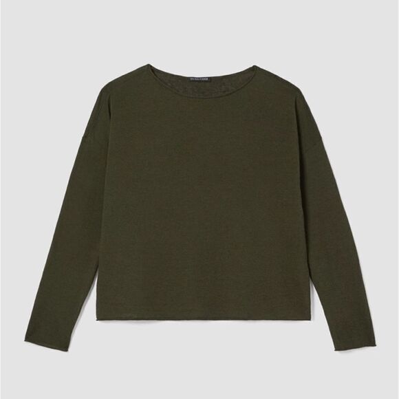 EILEEN FISHER Boiled Wool Jersey Bateau Neck Top Boxy Fit, Short Length $198 - Picture 4 of 9